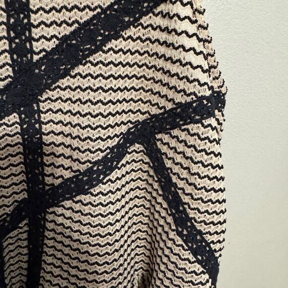 Free People Lace & Stripe Peplum Top in Black & Toasted Almond medium - Picture 5 of 7